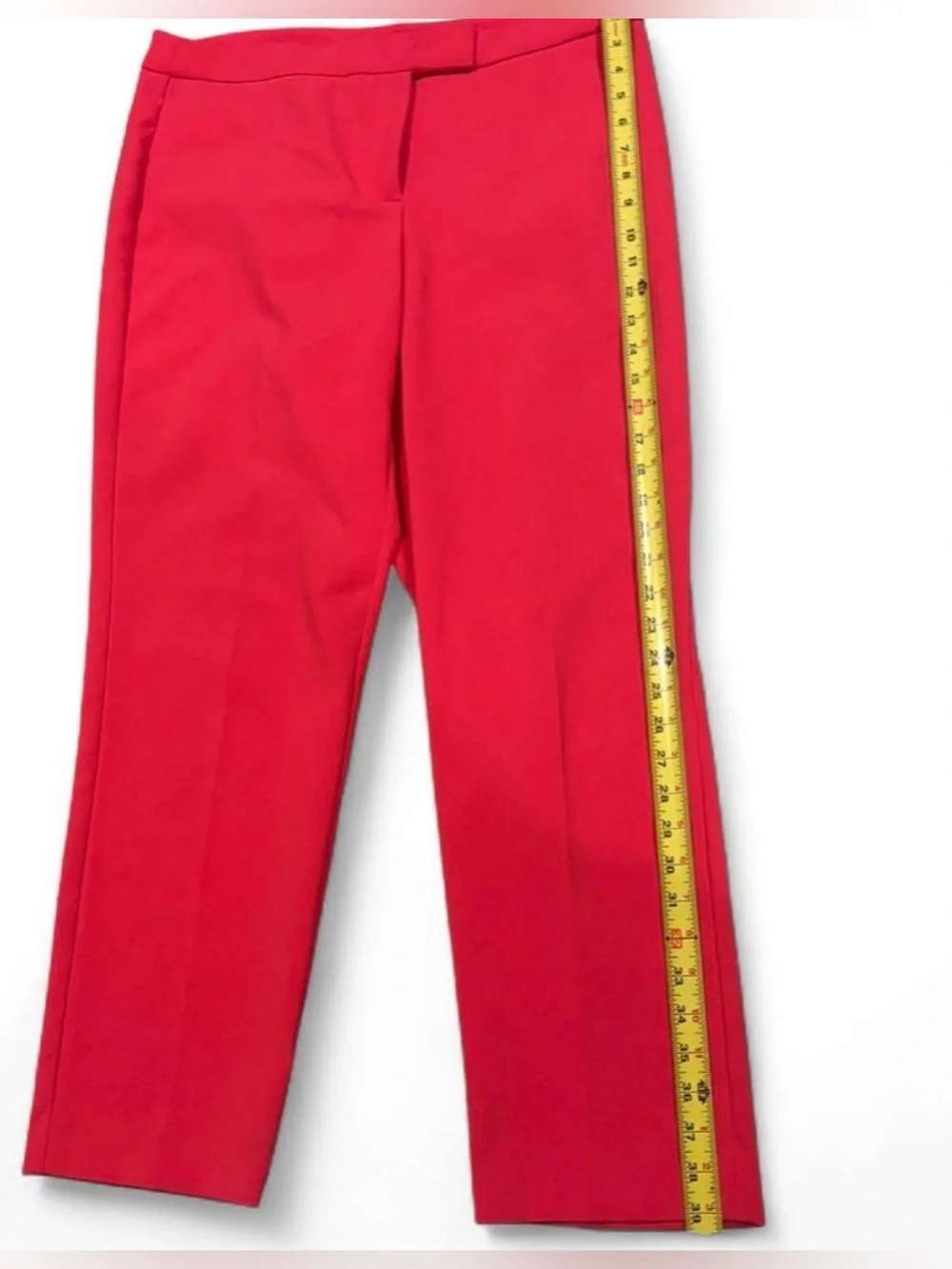 Anne Klein Red Trousers Size 10 Professional Office Pants Tailored Straight Leg